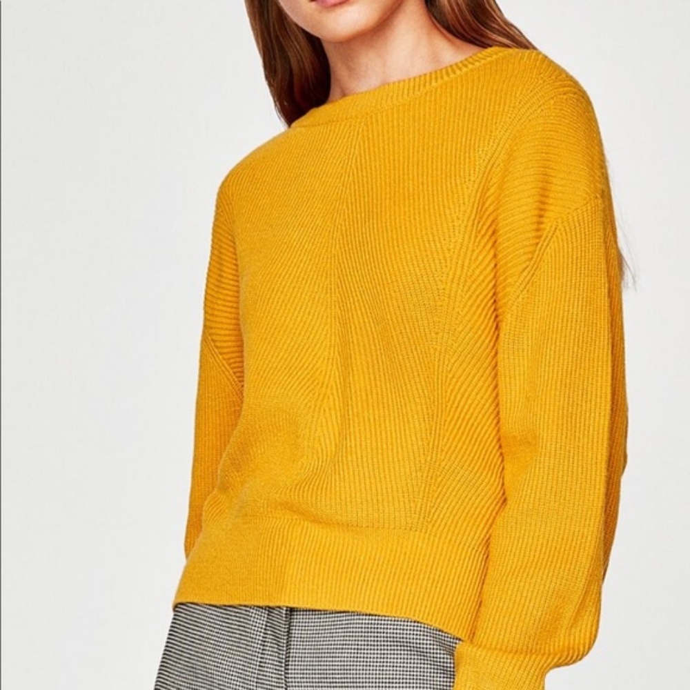 Zara Women's Mustard Knit Sweater